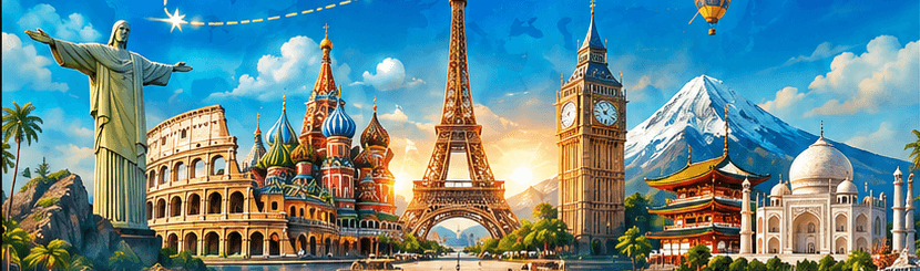 Illustrated world landmarks